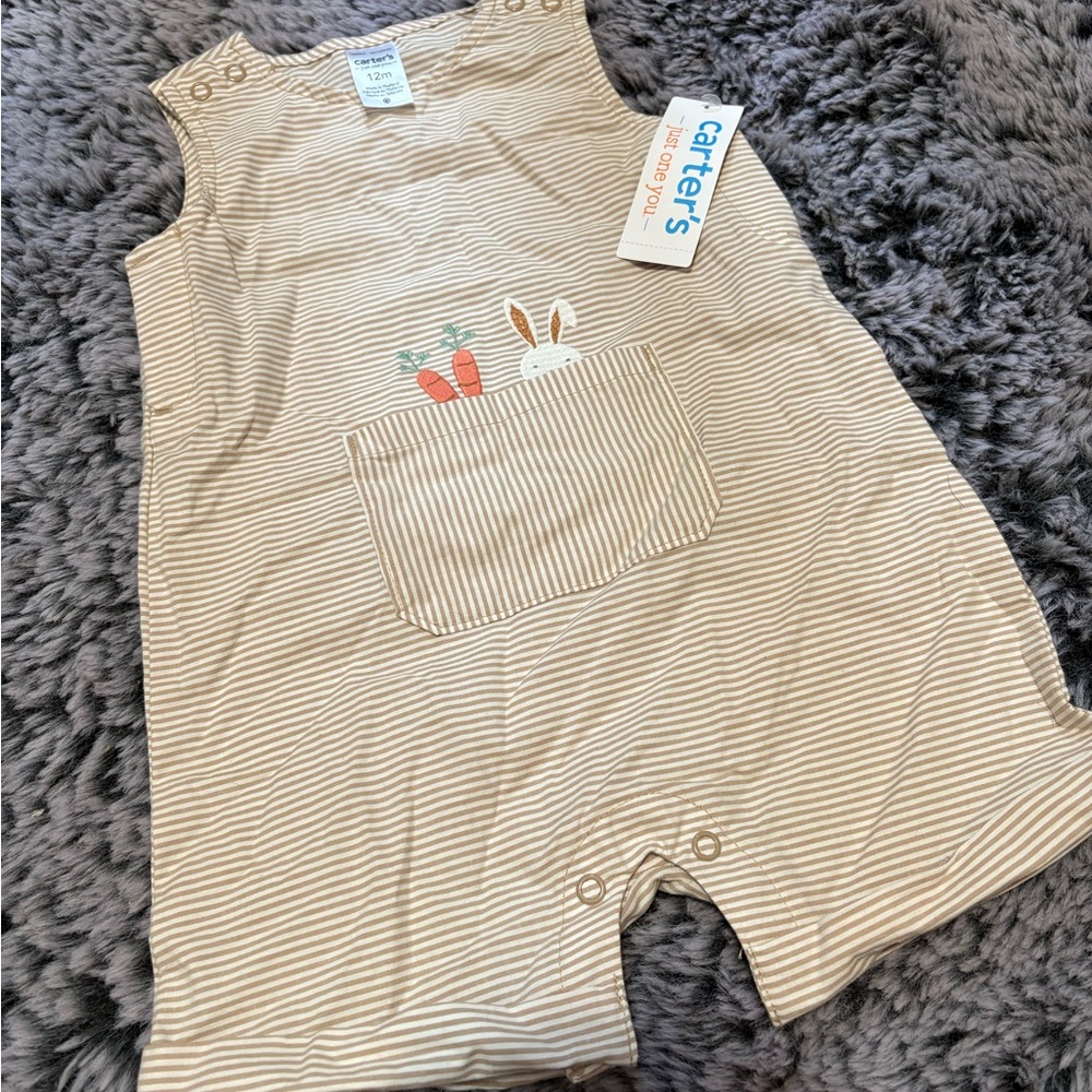 Carter's Beige Striped One Piece